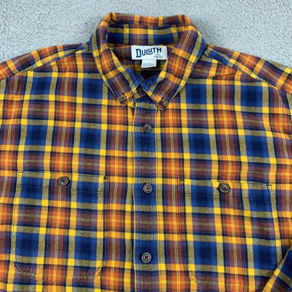 Duluth Trading Shirt Mens XL Brown Plaid Free Swinging Flannel Outdoor Rugged - Picture 3 of 11